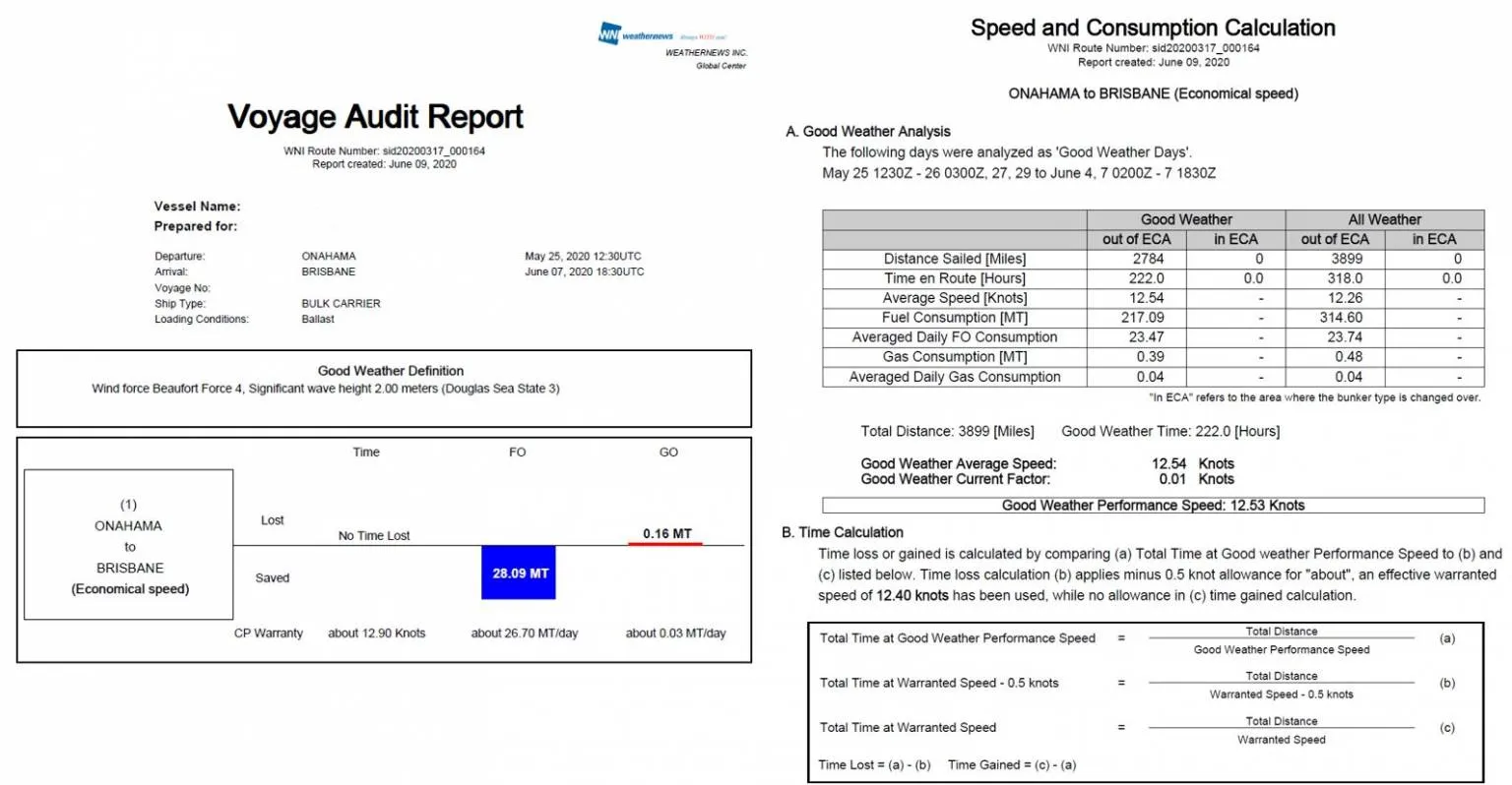 Sample of a Voyage Audit Report
